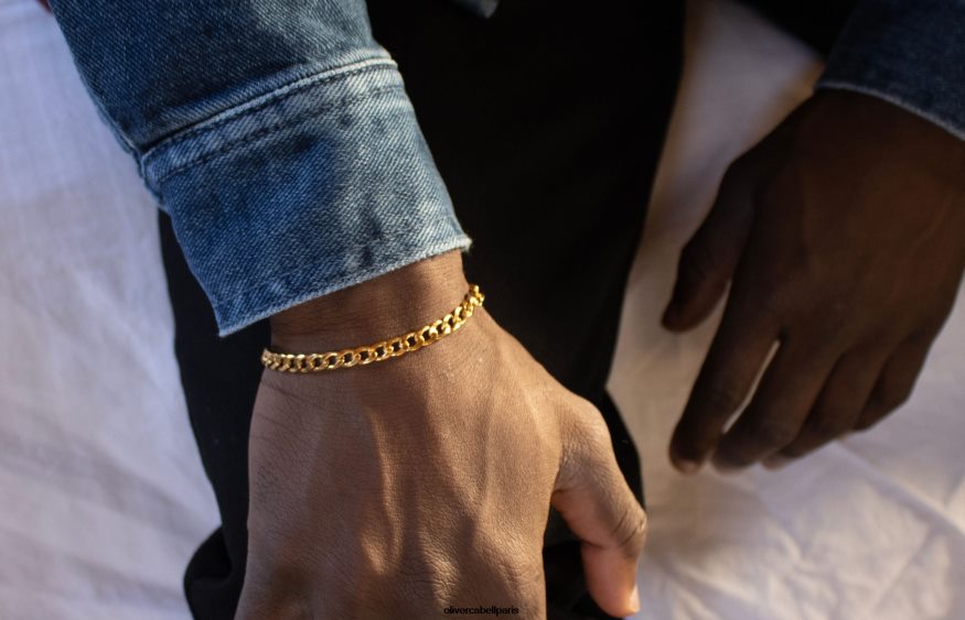 Hommes Bracelet chaine cubaine 4mm or accessoires Oliver Cabell 4JNHLR226