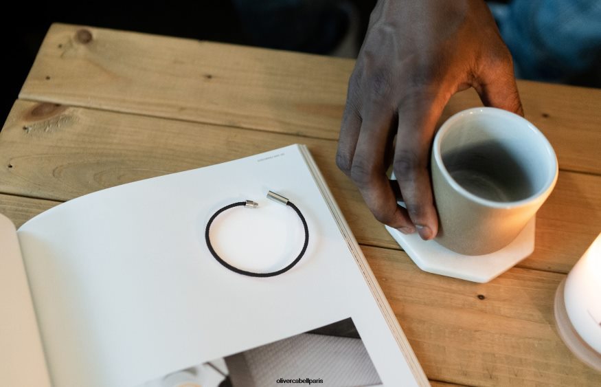 Hommes bracelet cordon fougère noir accessoires Oliver Cabell 4JNHLR204