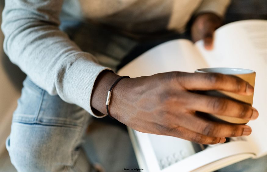 Hommes bracelet cordon fougère noir accessoires Oliver Cabell 4JNHLR204