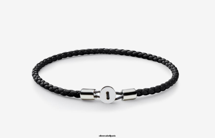 Hommes bracelet en cuir gordon argent accessoires Oliver Cabell 4JNHLR200