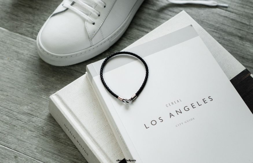 Hommes bracelet en cuir gordon argent accessoires Oliver Cabell 4JNHLR200