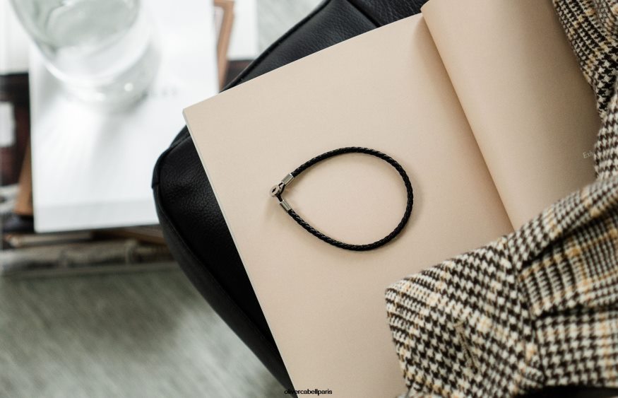 Hommes bracelet en cuir gordon argent accessoires Oliver Cabell 4JNHLR200