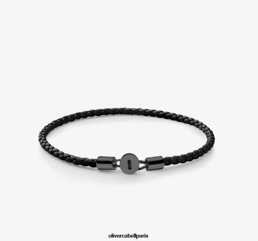 Hommes bracelet en cuir gordon noir accessoires Oliver Cabell 4JNHLR218