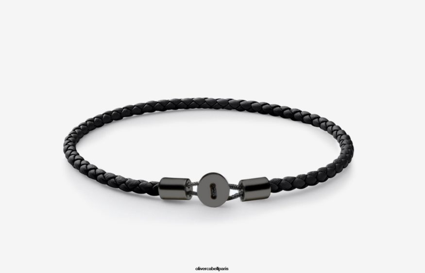 Hommes bracelet en cuir gordon noir accessoires Oliver Cabell 4JNHLR218