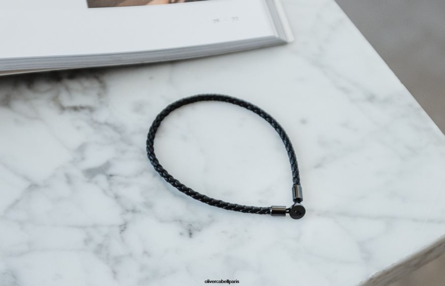 Hommes bracelet en cuir gordon noir accessoires Oliver Cabell 4JNHLR218