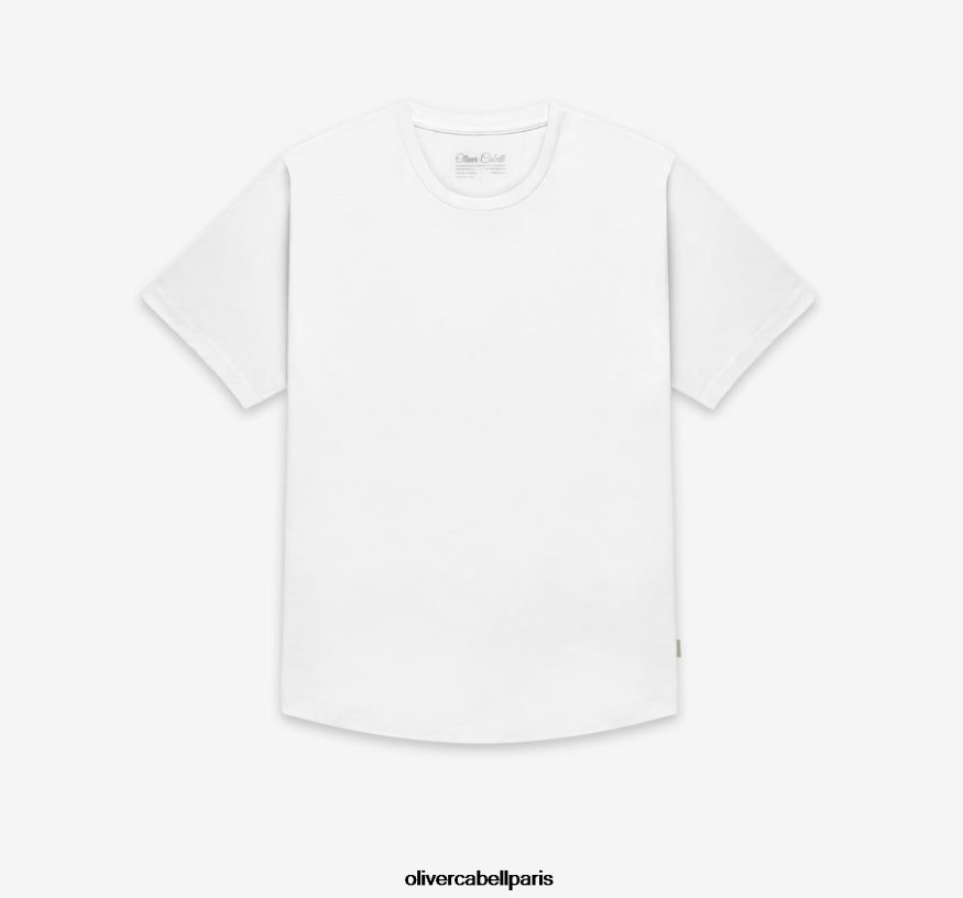 Hommes t-shirt à ourlet arrondi blanc vêtements Oliver Cabell 4JNHLR247