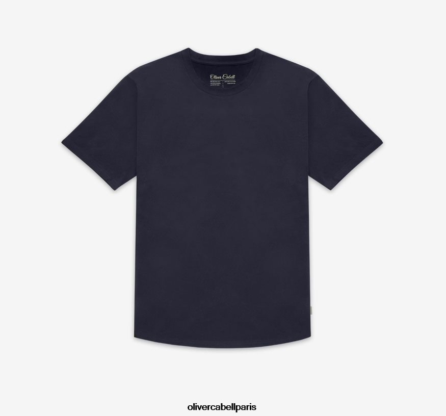 Hommes t-shirt à ourlet arrondi marine vêtements Oliver Cabell 4JNHLR249