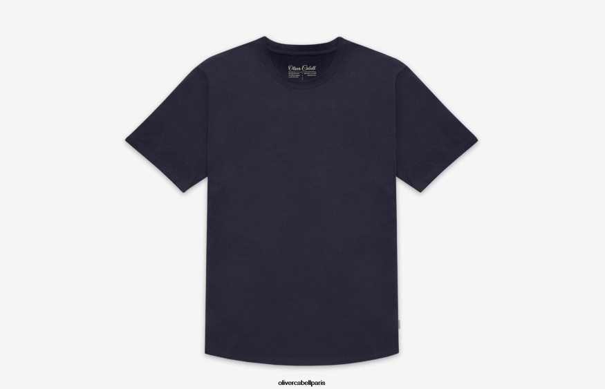 Hommes t-shirt à ourlet arrondi marine vêtements Oliver Cabell 4JNHLR249