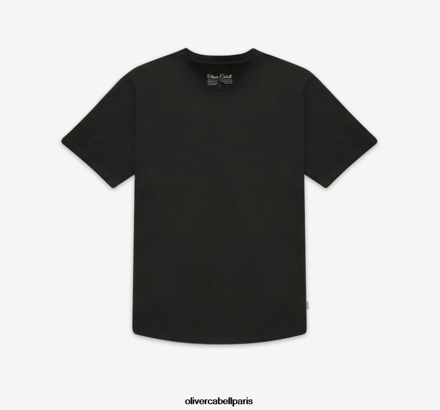 Hommes t-shirt à ourlet arrondi noir vêtements Oliver Cabell 4JNHLR246