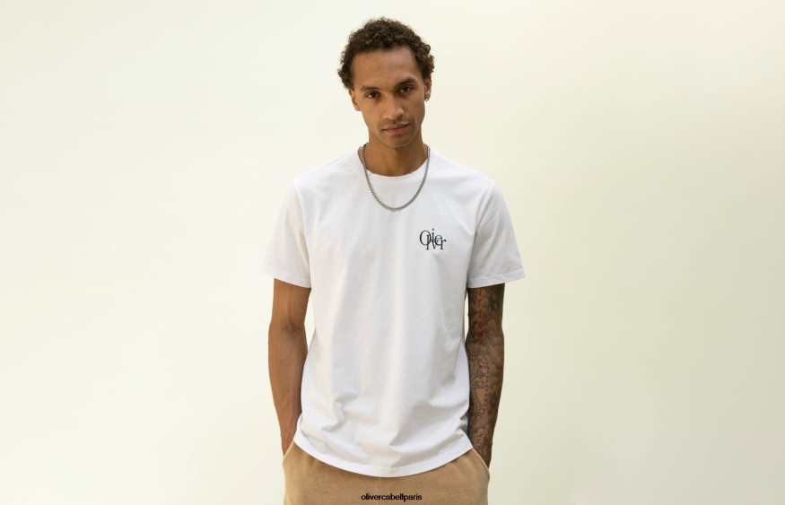 Hommes tee blanc vêtements Oliver Cabell 4JNHLR265