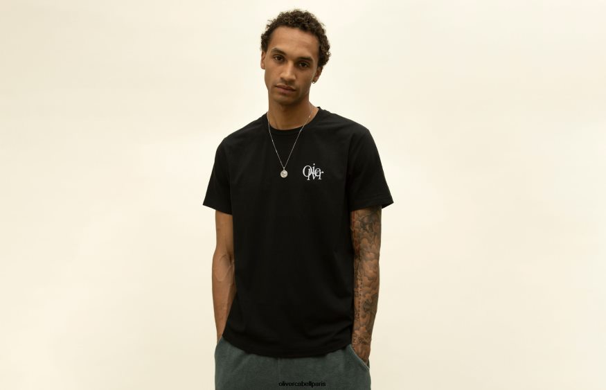 Hommes tee noir vêtements Oliver Cabell 4JNHLR264